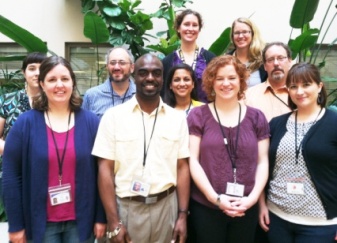  Back row from left: Leticia Sainz, intake coordinator; Keri Ault, counselor. Middle row from left: Emily Reynolds, supported employment, Neil Falk MD, psychiatrist; a psychiatric resident from OHSU; Robert Janz, team leader. Front row from left: Megan Sage, Latino specialist; DeShawn Williams, case manager; Angela Petigranos, case manager; Marrissa Gottlob, case manager.